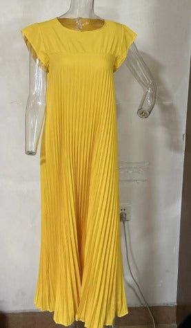 Mirla | Elegant Fållad Klänning Enfärgad Ärmlös-Eva Jonsson