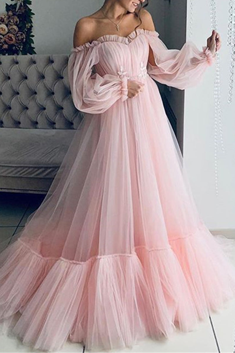 Mirla | Elegant Formell Enfärgad Patchwork Off-Shoulder Aftonklänning Klänningar - 3 Färger-Eva Jonsson
