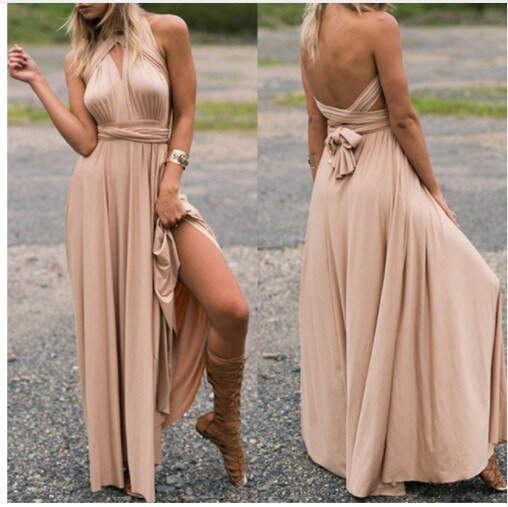 Mirla | Elegant Halter Maxi-klänning Utan Rygg för Kvinnor-Eva Jonsson