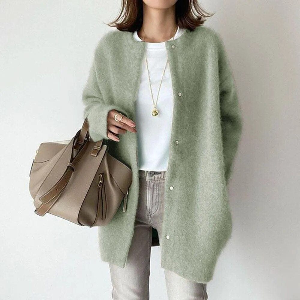 Mirla | Elegant Knappad Stickad Jacka-Eva Jonsson