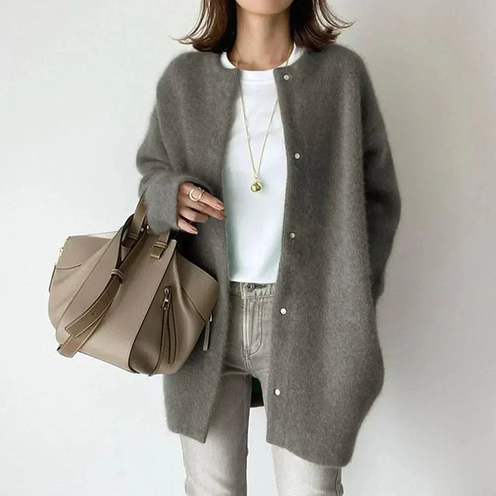 Mirla | Elegant Knappad Stickad Jacka-Eva Jonsson