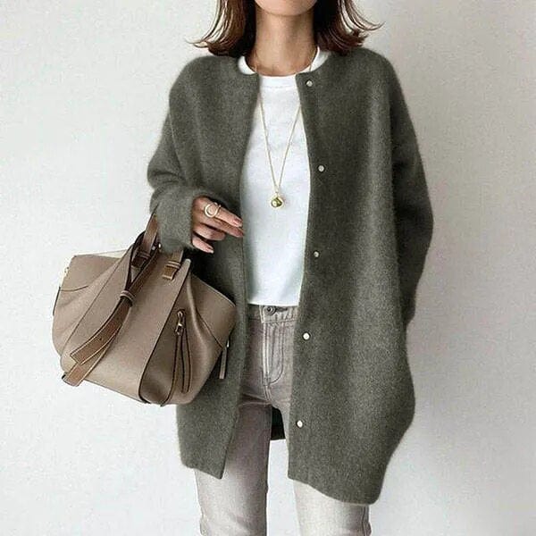 Mirla | Elegant Knappad Stickad Jacka-Eva Jonsson