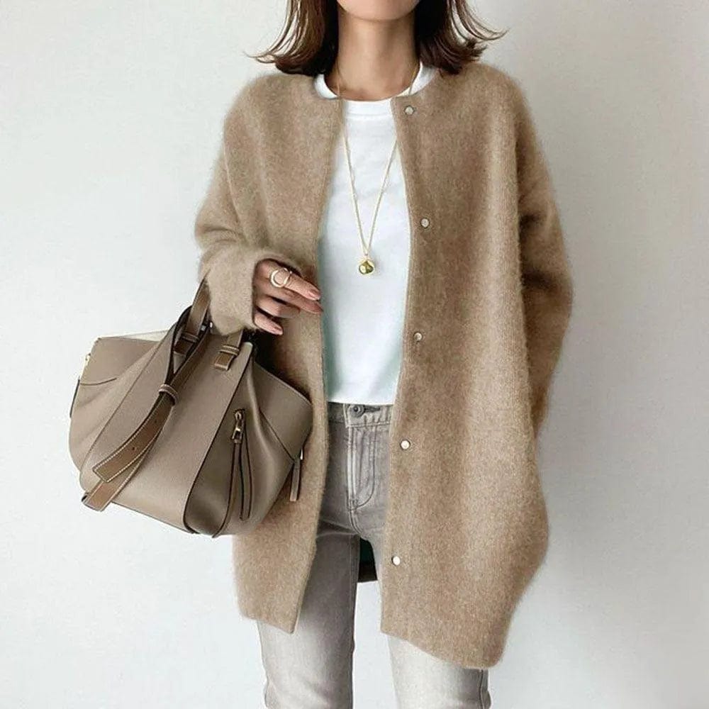 Mirla | Elegant Knappad Stickad Jacka-Eva Jonsson