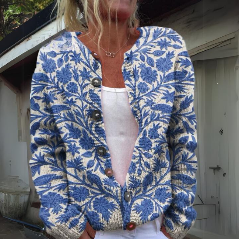 Mirla | Elegant Koft med Blommönster för Damer-Eva Jonsson