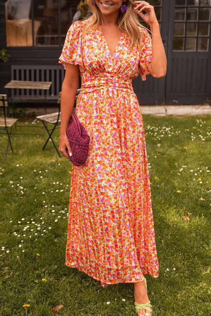 Mirla | Elegant Lång Blommig Klänning-Eva Jonsson