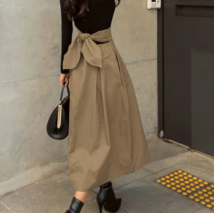 Mirla | Elegant Maxi Kjol med Slipsdetaljer för Damer-Eva Jonsson
