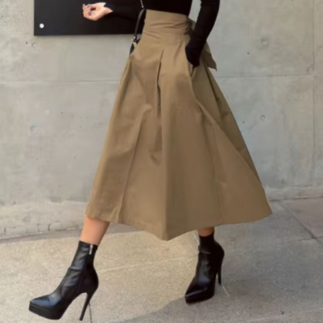 Mirla | Elegant Maxi Kjol med Slipsdetaljer för Damer-Eva Jonsson