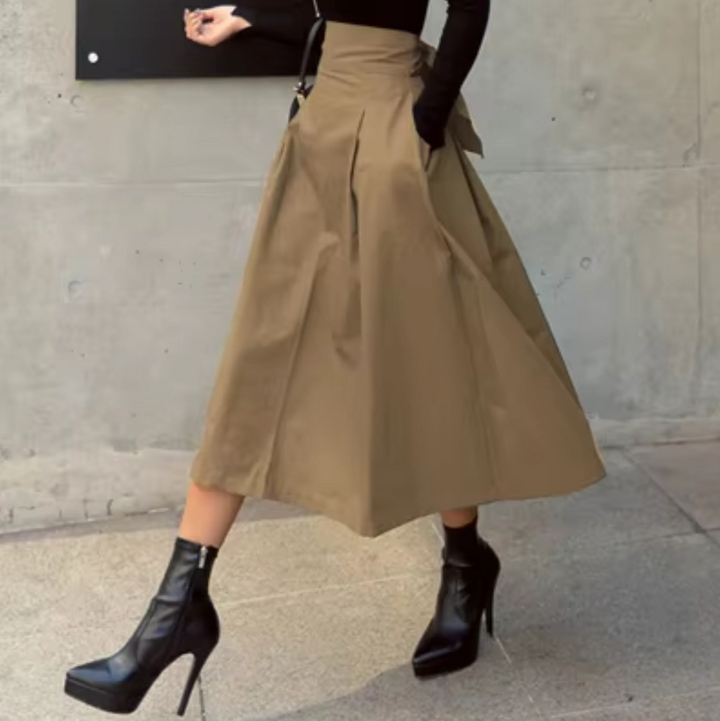 Mirla | Elegant Maxi Kjol med Slipsdetaljer för Damer-Eva Jonsson