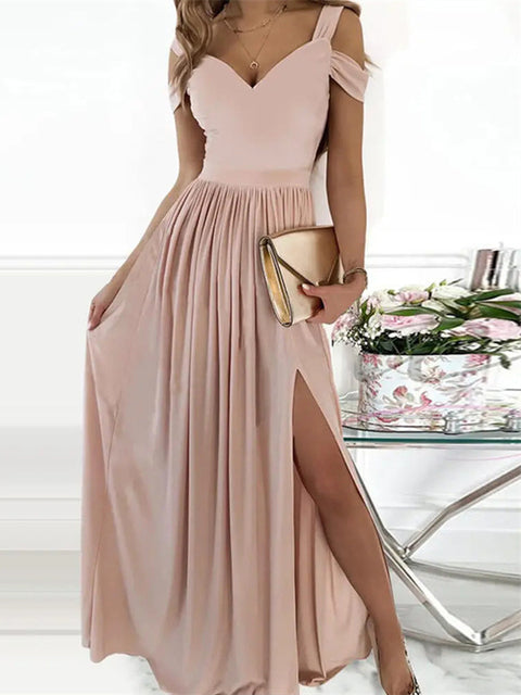 Mirla | Elegant Off-Shoulder Kontor Dam Lång Klänning-Eva Jonsson