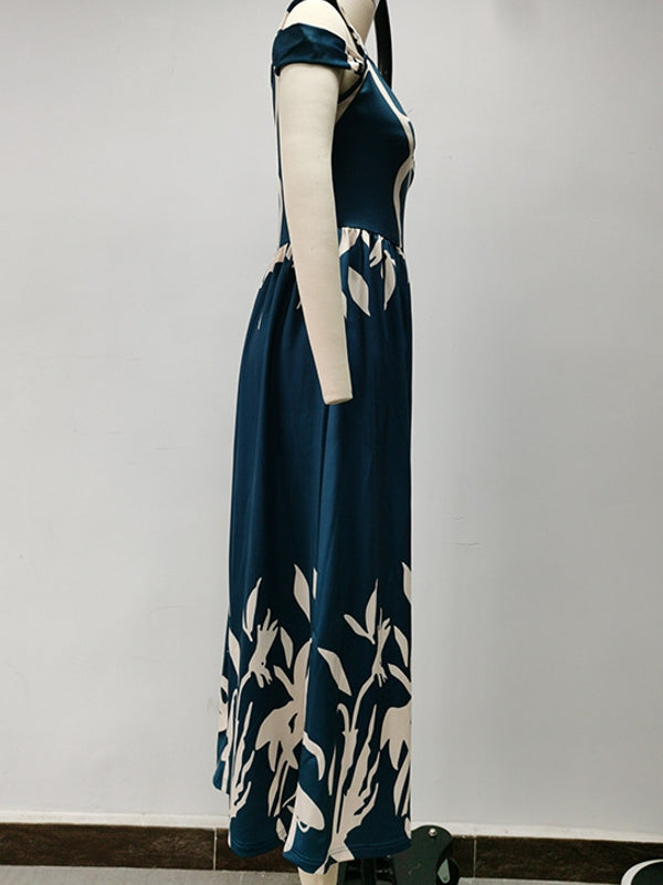 Mirla | Elegant Off-Shoulder Kontor Dam Lång Klänning-Eva Jonsson