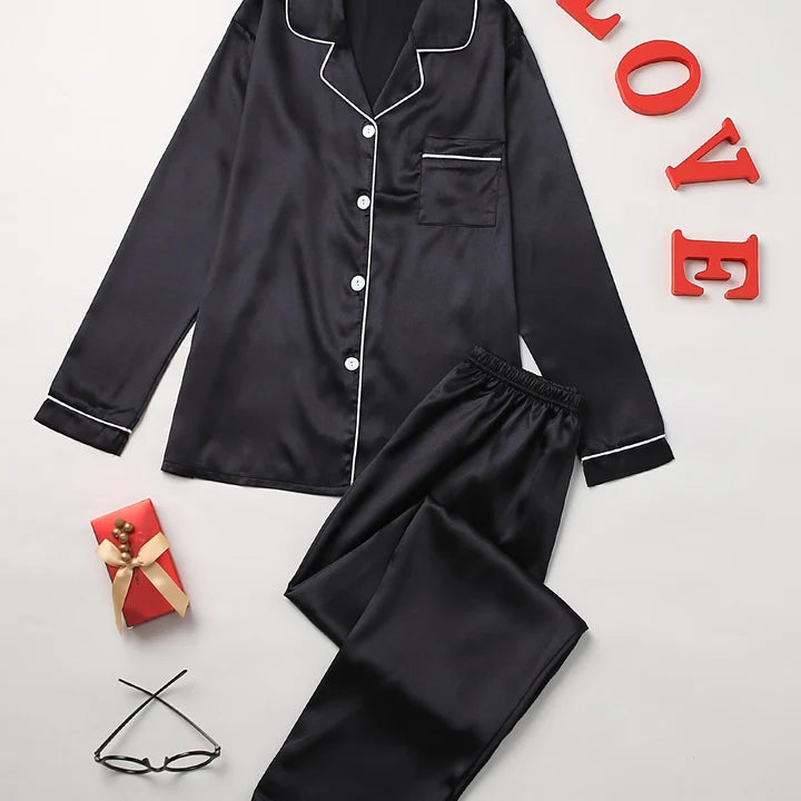 Eva Jonsson – Elegant Pyjamasset, Satin Lounge-set för kvinnor-Eva Jonsson
