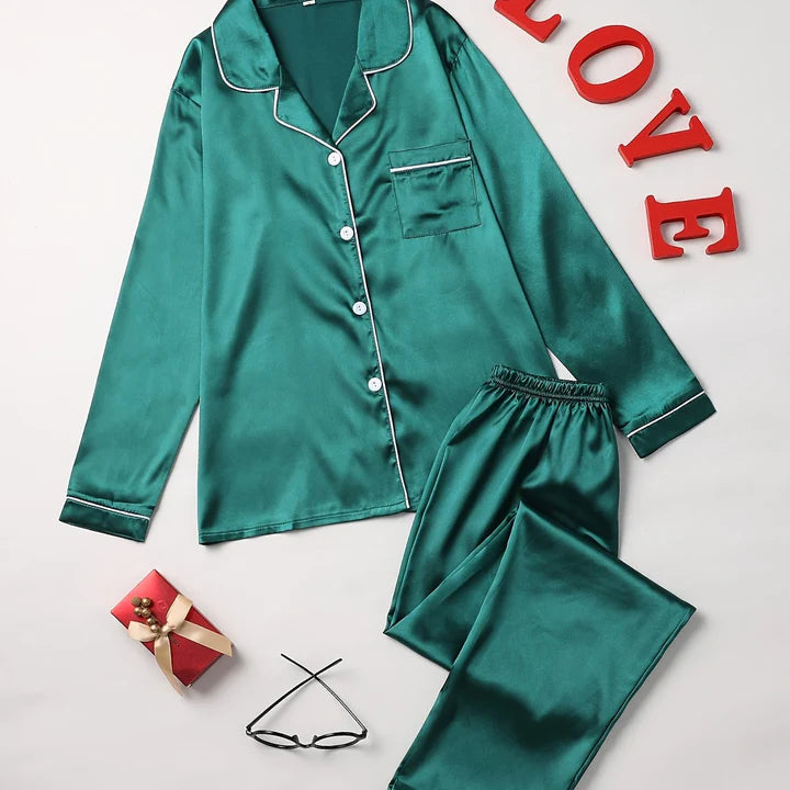 Eva Jonsson – Elegant Pyjamasset, Satin Lounge-set för kvinnor-Eva Jonsson