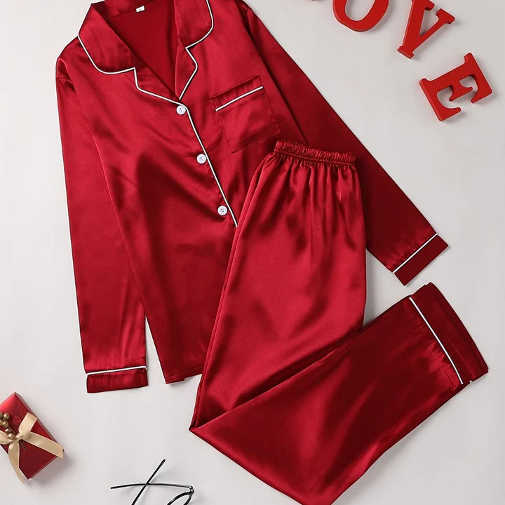 Eva Jonsson – Elegant Pyjamasset, Satin Lounge-set för kvinnor-Eva Jonsson