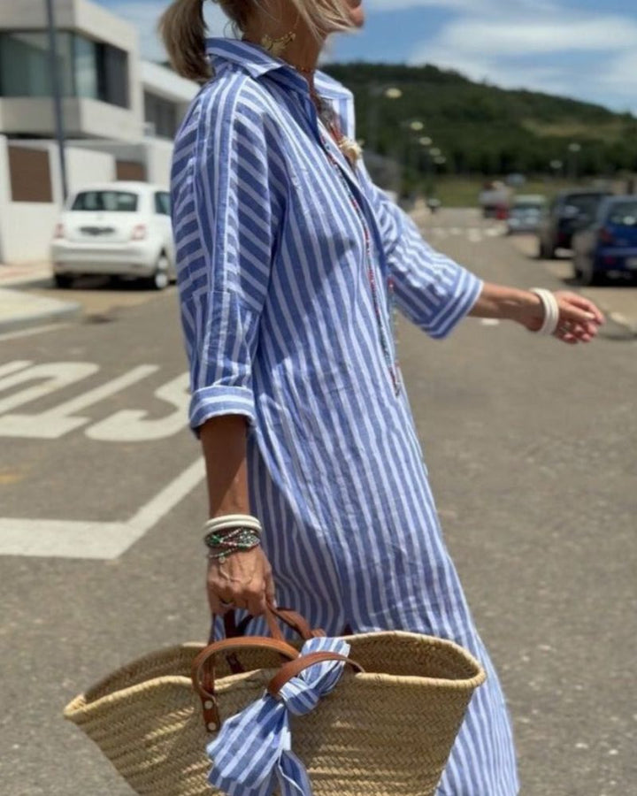Mirla | Elegant Randig Skjortklänning-Eva Jonsson