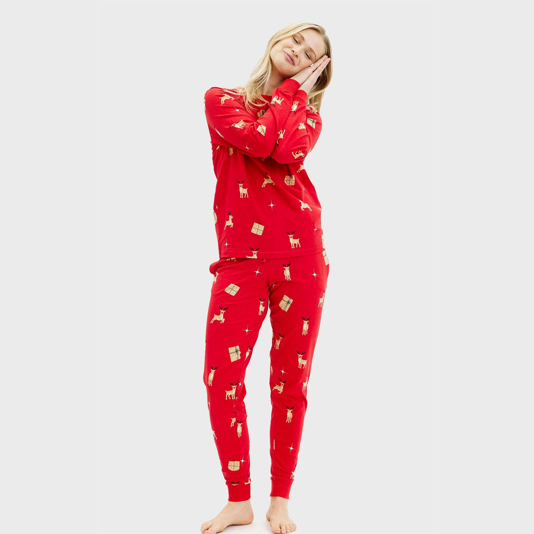Mirla | Elegant Röd Julpyjamas - Dam-Eva Jonsson