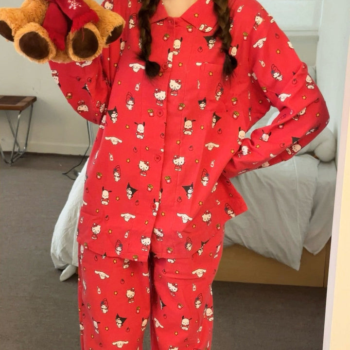 Mirla | Elegant Röd Julpyjamas - Dam-Eva Jonsson