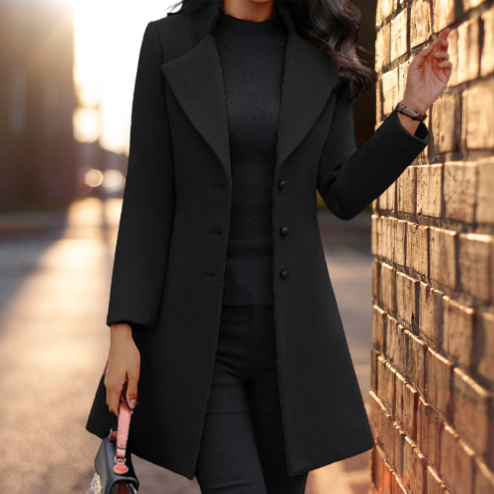 Mirla | Elegant Solid Lång Jacka Kappa-Eva Jonsson