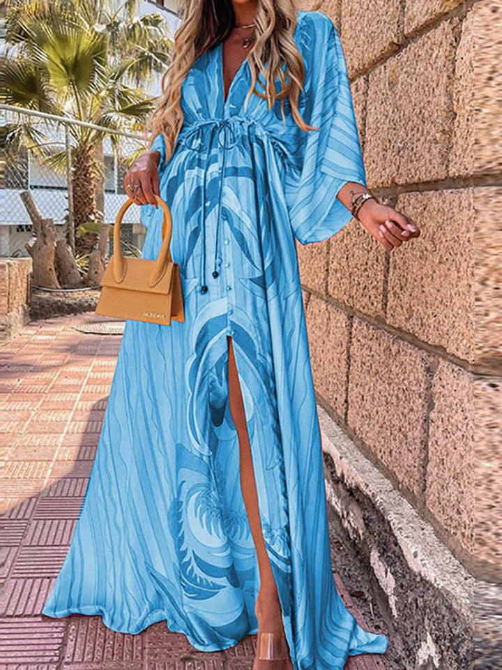 Mirla | Elegant Tryckt Strand Cover Up Klänning-Eva Jonsson