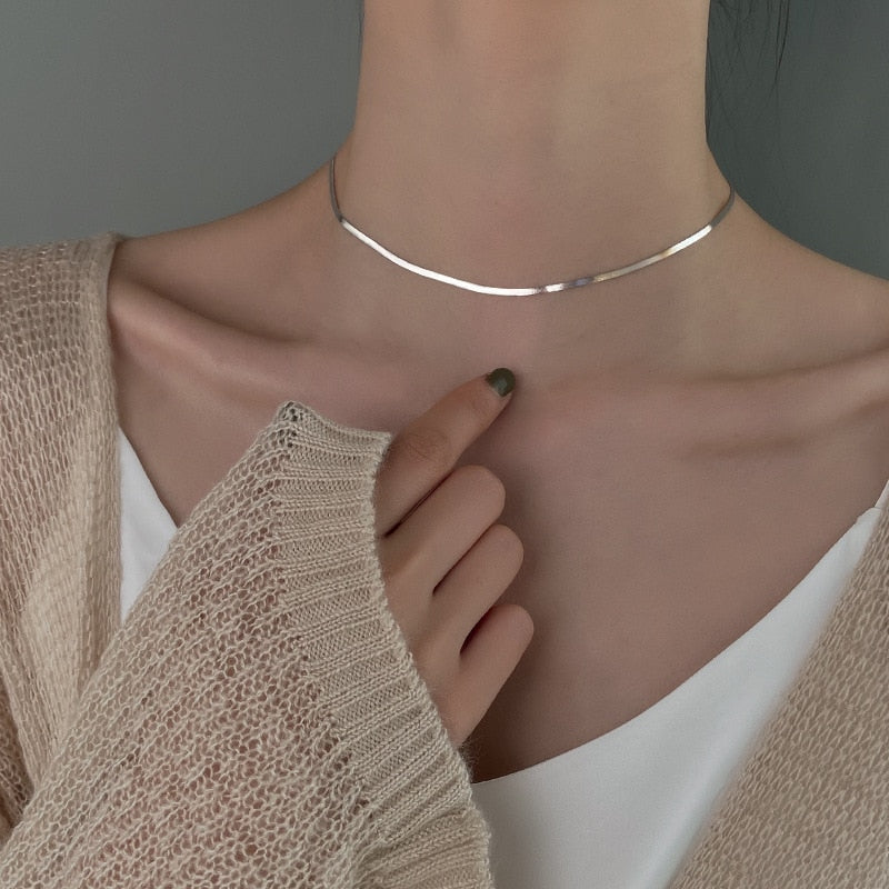 Mirla | Elegant äkta silver ormskelett kedja dam nyckelben kedja halsband-Eva Jonsson
