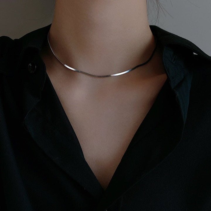 Mirla | Elegant äkta silver ormskelett kedja dam nyckelben kedja halsband-Eva Jonsson