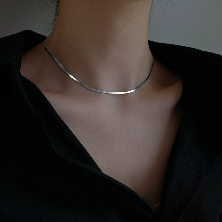 Mirla | Elegant äkta silver ormskelett kedja dam nyckelben kedja halsband-Eva Jonsson