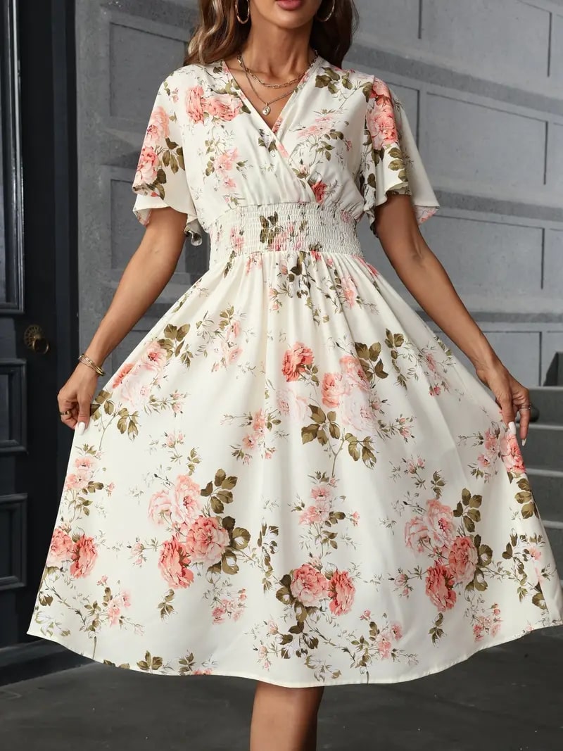 Mirla | Elegant blommig klänning för vår och sommar-Eva Jonsson