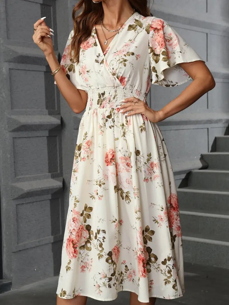 Mirla | Elegant blommig klänning för vår och sommar-Eva Jonsson