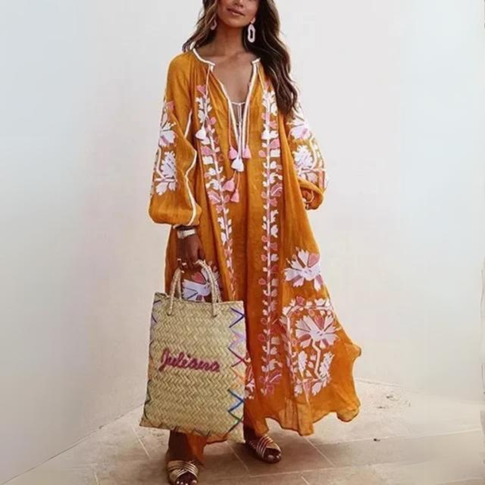 Mirla | Elegant bohemisk långklänning-Eva Jonsson