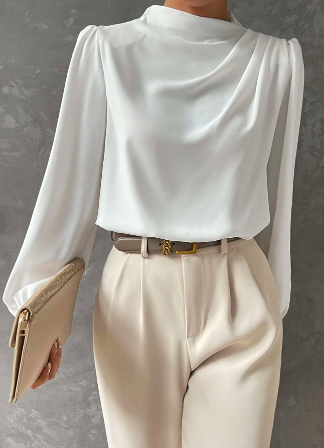 Mirla | Elegant, enfärgad blus med ståkrage-Eva Jonsson