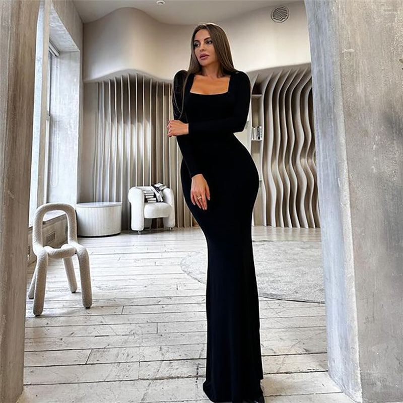 Mirla | Elegant långärmad bodycon maxiklänning-Eva Jonsson