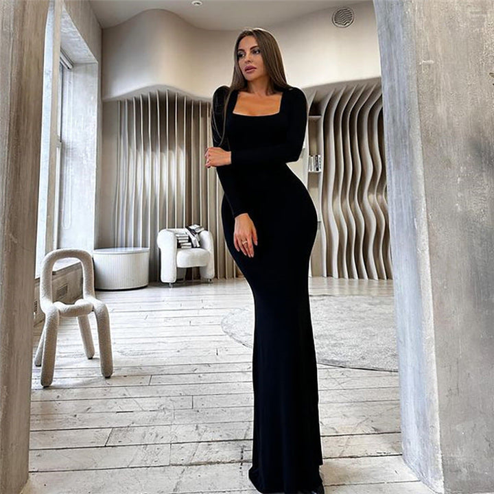 Mirla | Elegant långärmad bodycon maxiklänning-Eva Jonsson
