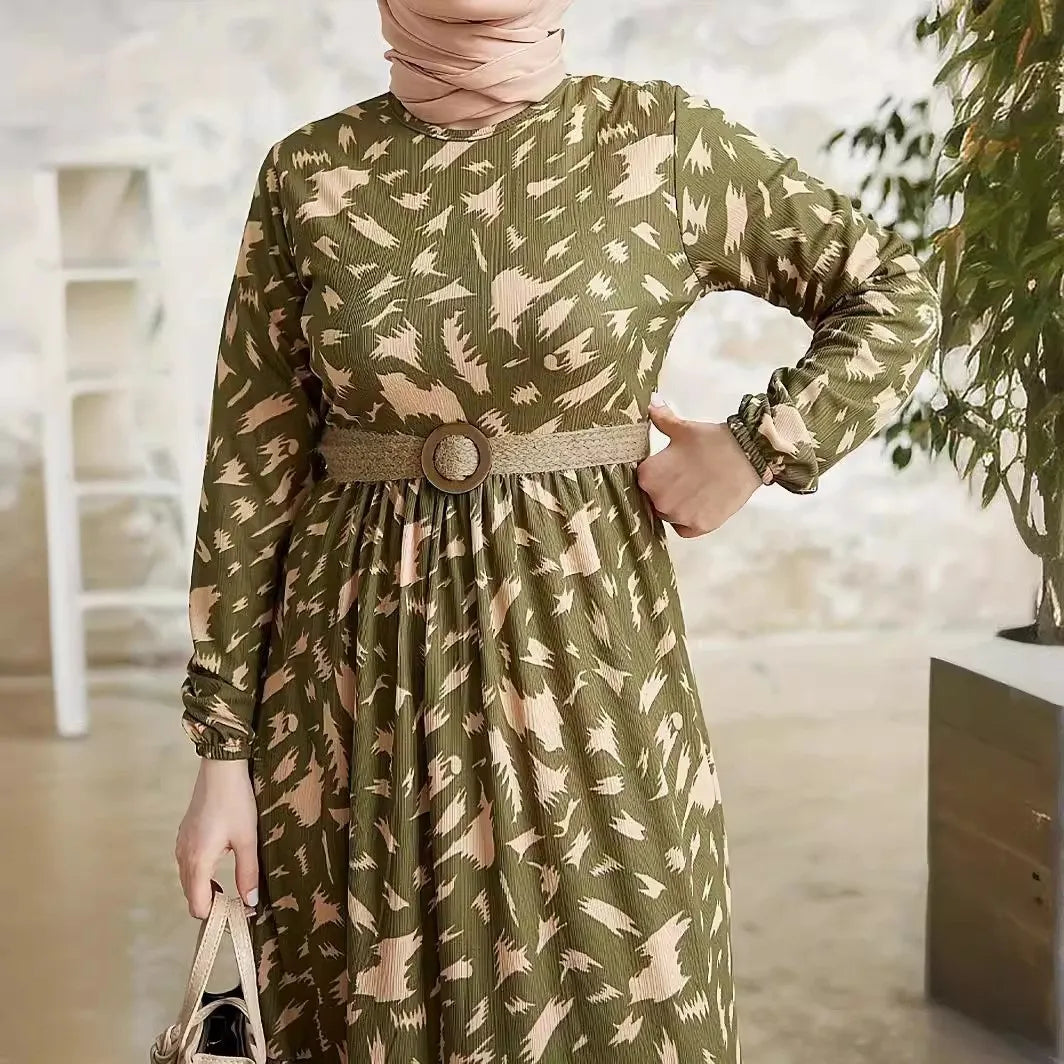 Mirla | Elegant långärmad klänning tryckt-Eva Jonsson