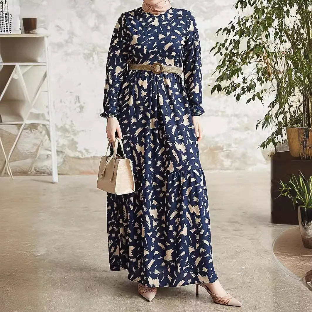 Mirla | Elegant långärmad klänning tryckt-Eva Jonsson