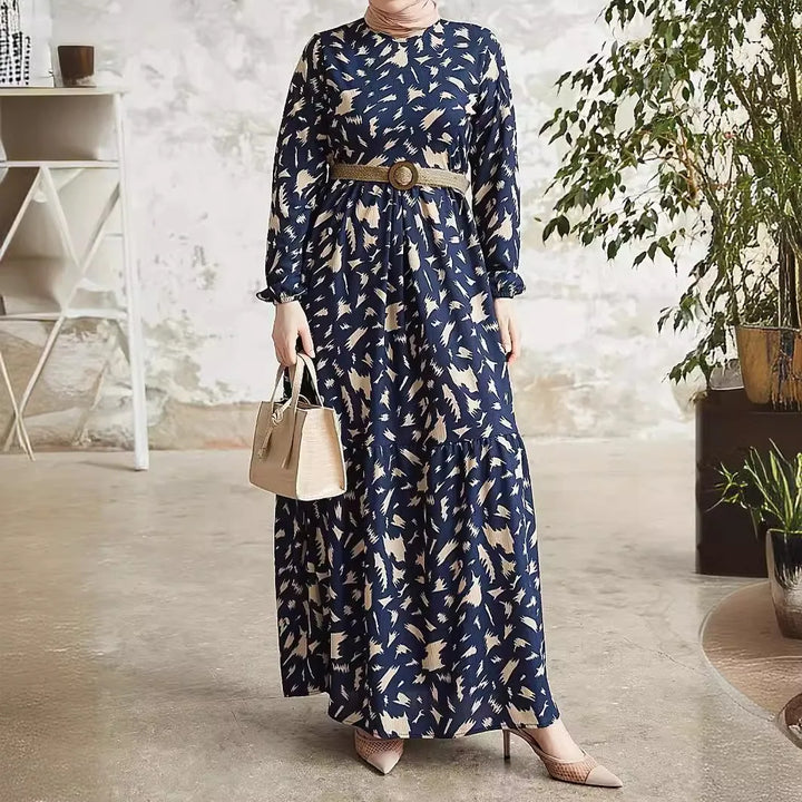 Mirla | Elegant långärmad klänning tryckt-Eva Jonsson