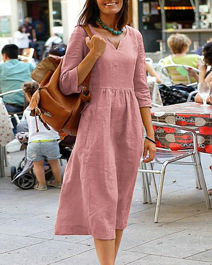 Mirla | Elegant linne tunika klänning - Stilren linneklänning för en raffinerad look-Eva Jonsson