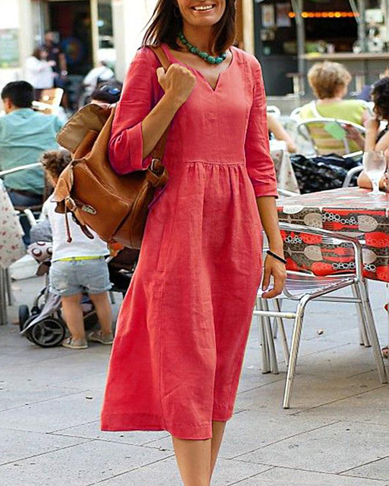 Mirla | Elegant linne tunika klänning - Stilren linneklänning för en raffinerad look-Eva Jonsson
