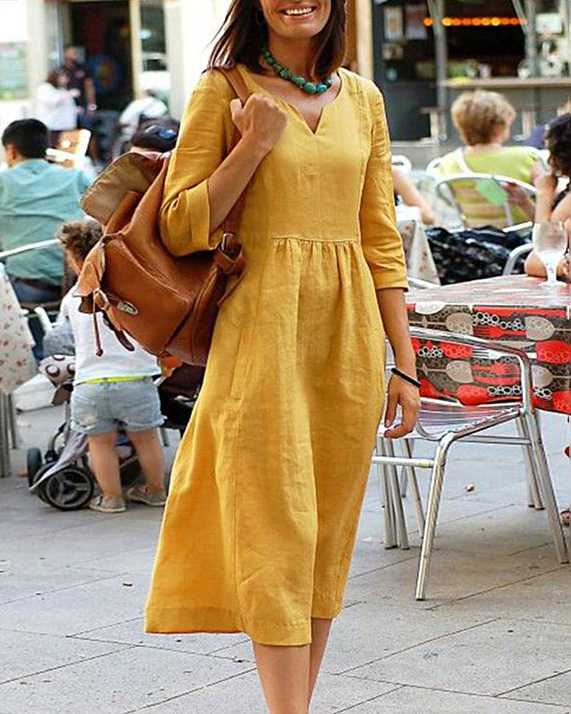 Mirla | Elegant linne tunika klänning - Stilren linneklänning för en raffinerad look-Eva Jonsson