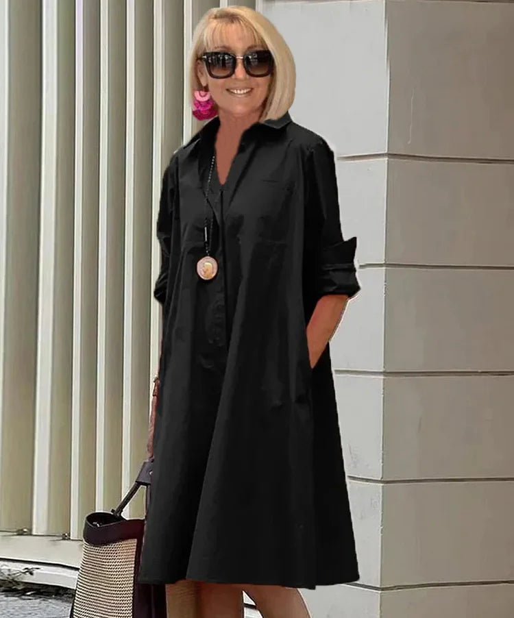 Mirla | Elegant median längd klänning för damer - Stilfull midi klänning-Eva Jonsson