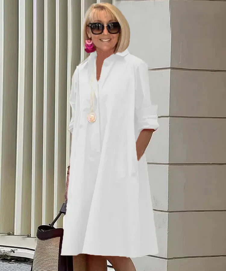 Mirla | Elegant median längd klänning för damer - Stilfull midi klänning-Eva Jonsson