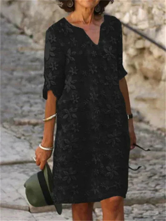 Mirla | Elegant midi-blommig klänning-Eva Jonsson