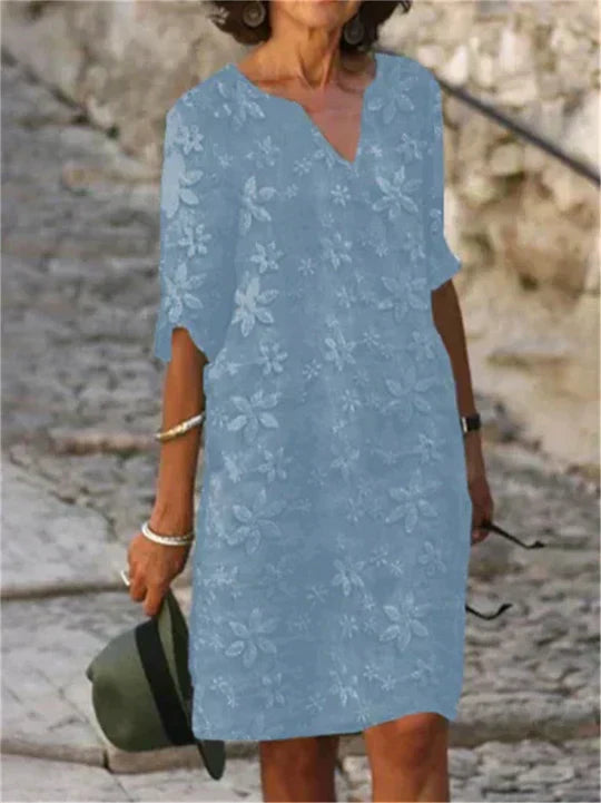Mirla | Elegant midi-blommig klänning-Eva Jonsson