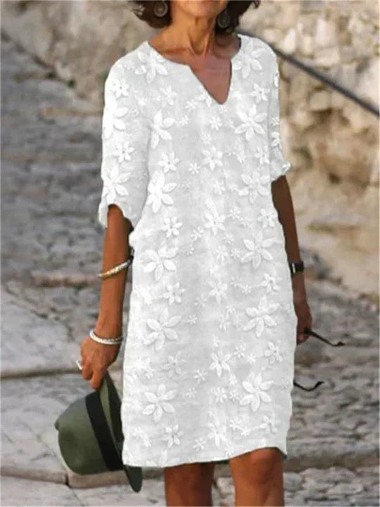 Mirla | Elegant midi-blommig klänning-Eva Jonsson