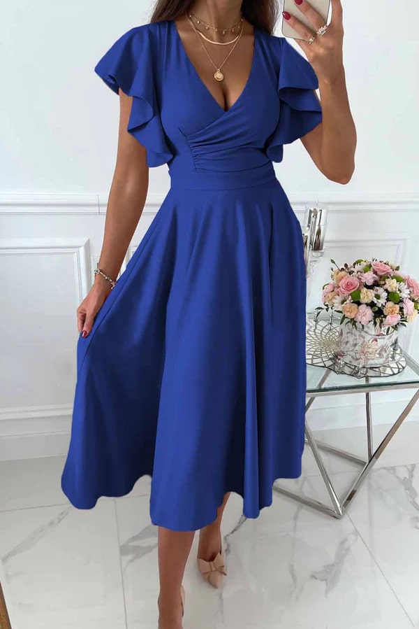 Mirla | Elegant midi-klänning med fjärilsärmar-Eva Jonsson