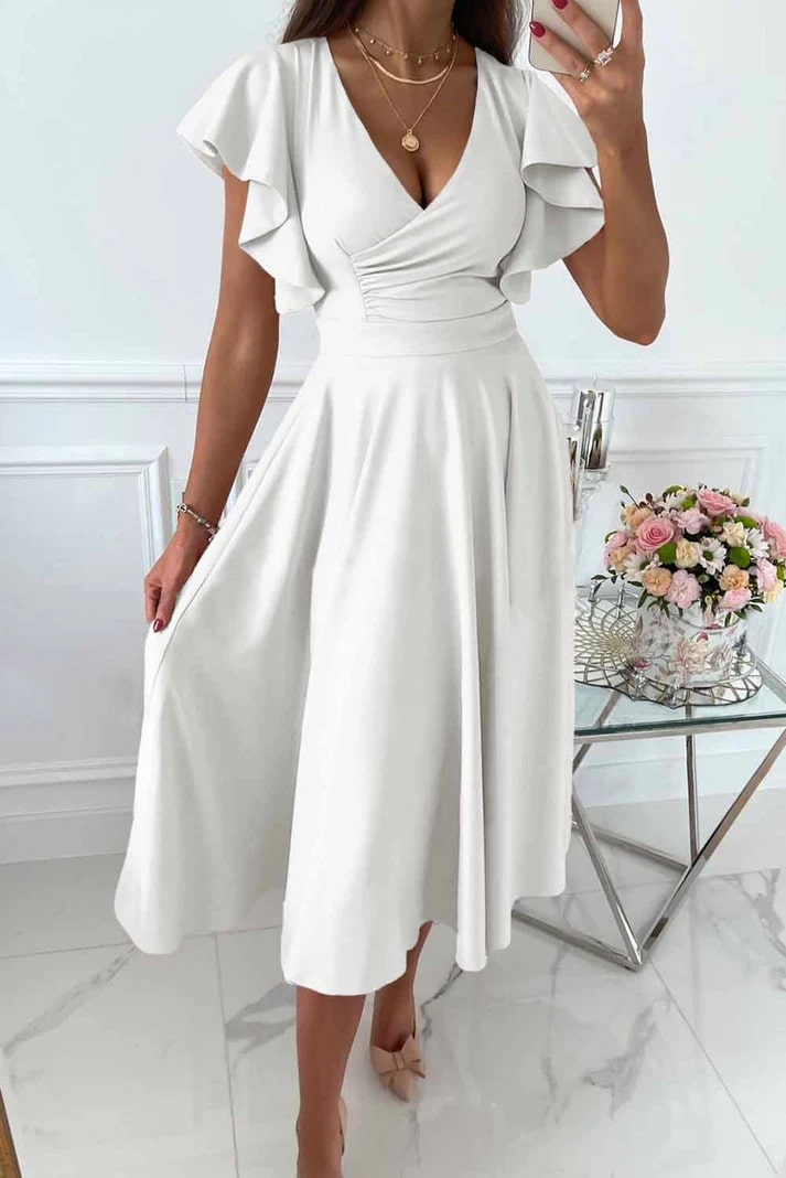 Mirla | Elegant midi-klänning med fjärilsärmar-Eva Jonsson