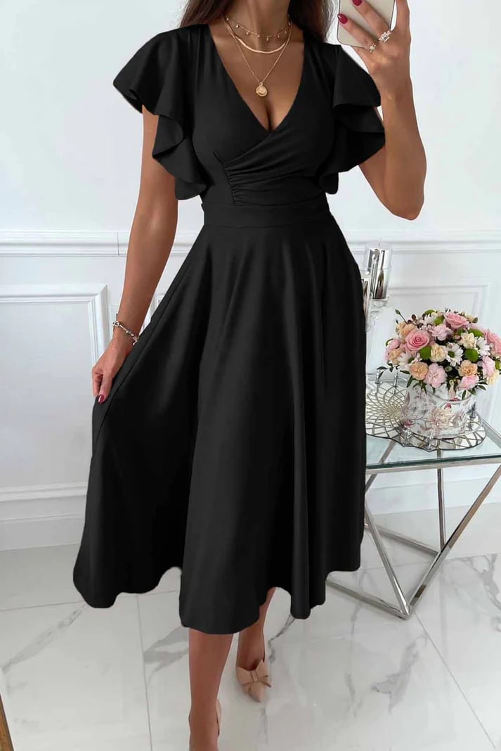 Mirla | Elegant midi-klänning med fjärilsärmar-Eva Jonsson