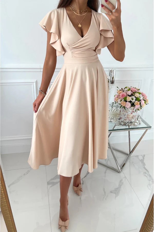 Mirla | Elegant midi-klänning med fjärilsärmar-Eva Jonsson