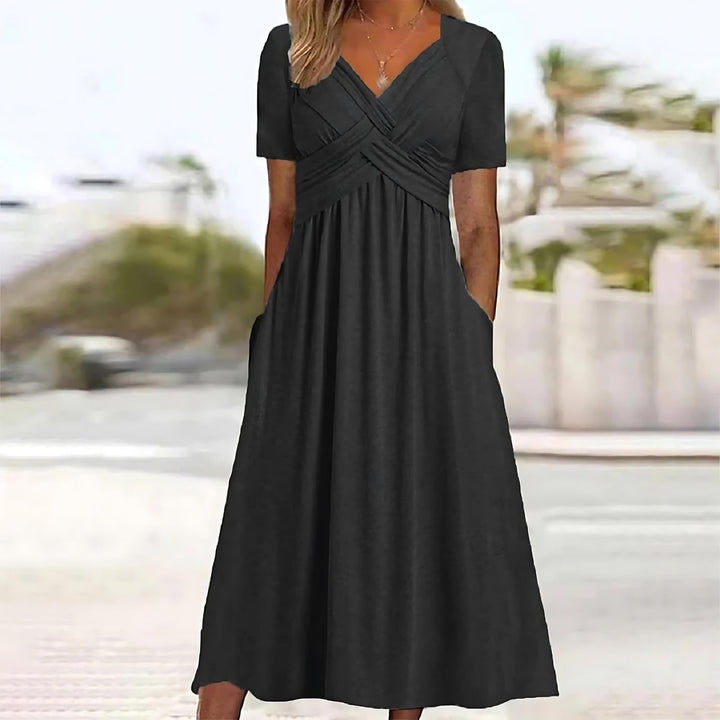 Mirla | Elegant midi-klänning med magdeckning-Eva Jonsson