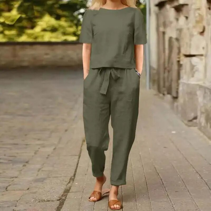 Mirla | Elegant och Bekväm Tvådelad Linne Set för Damer-Eva Jonsson