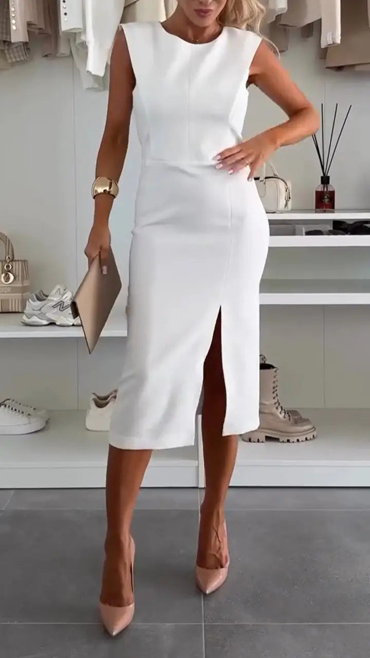 Mirla | Elegant slits rynkning O-ringning inpackad kjolklänning - 3 färger-Eva Jonsson