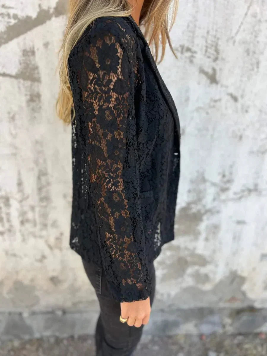 Mirla | Elegant spetsblå jacka i slim fit-Eva Jonsson